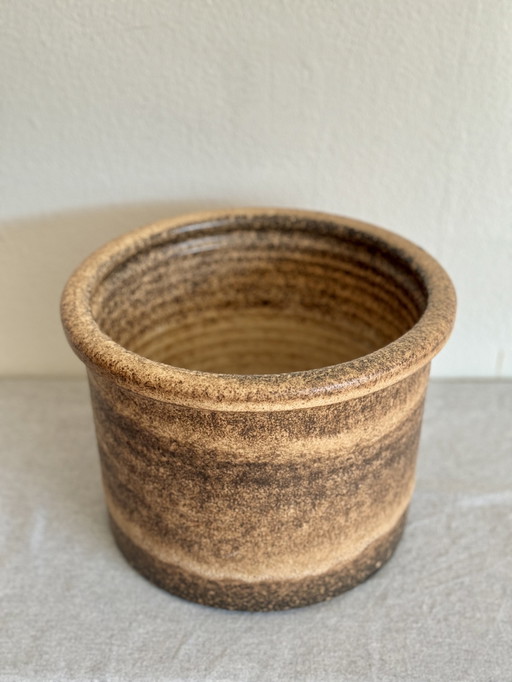 Vintage Großer Keramik Blumentopf Schattierungen von Braun