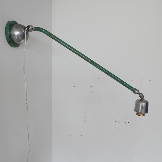 Image 1 of Vintage Teleskopische schwedische lackierte ausziehbare industrielle Wandlampe, 1950er Jahre
