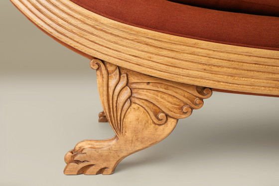 Image 1 of Französisches handgeschnitztes Eichenbett im Empire-Stil