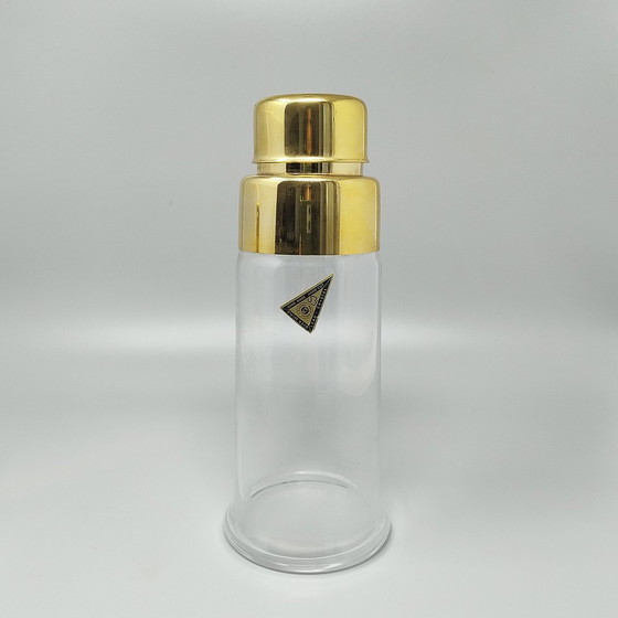 Image 1 of 1970S Gorgeous Cocktail Shaker mit Eiskübel von Dorval in Gold Plate 24K und Kristall. Hergestellt in Italien
