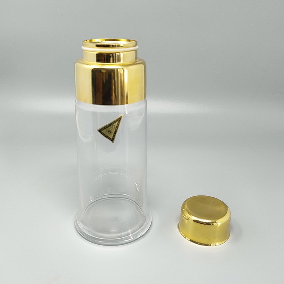Image 1 of 1970S Gorgeous Cocktail Shaker mit Eiskübel von Dorval in Gold Plate 24K und Kristall. Hergestellt in Italien