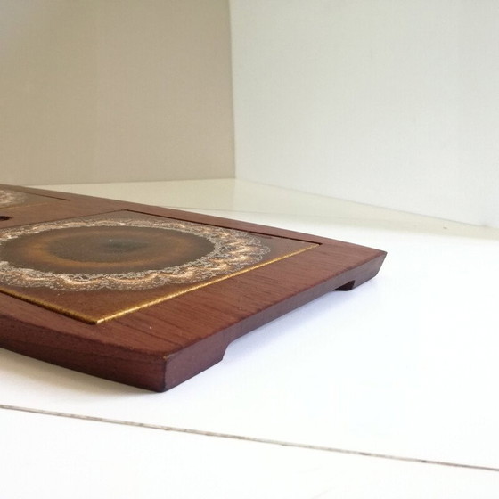 Image 1 of Vintage-Untersetzer aus Teakholz und Keramik von Wyncraft, 1970