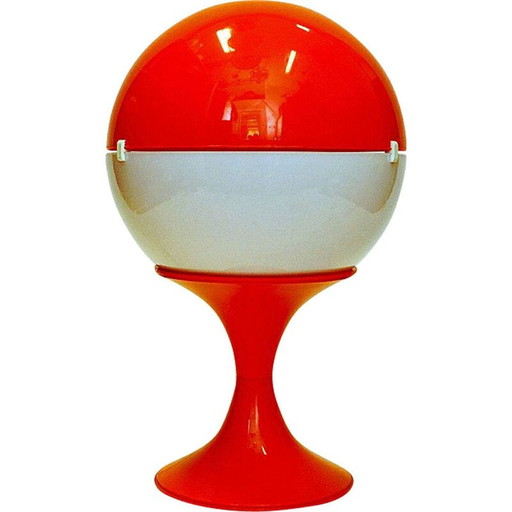 Weiße und orangefarbene Vintage-Tischlampe mit Kugel, 1970