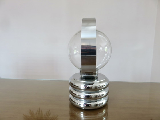 Image 1 of Space Âge Lampe, Chrom Und Glas, Made In Italy 1970