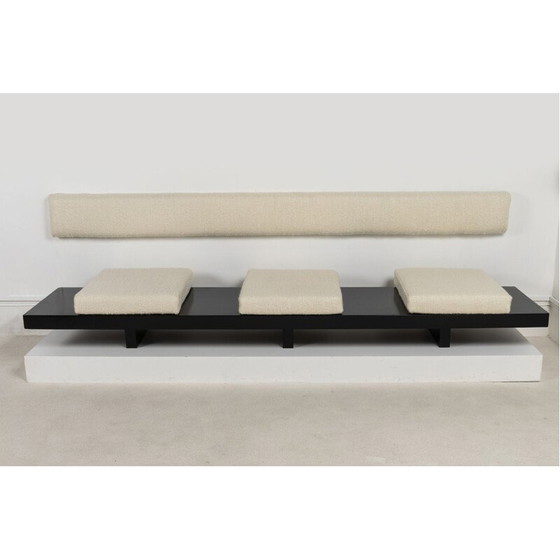 Image 1 of Vintage-Bank aus lackiertem Holz und Stoff, 1960er Jahre