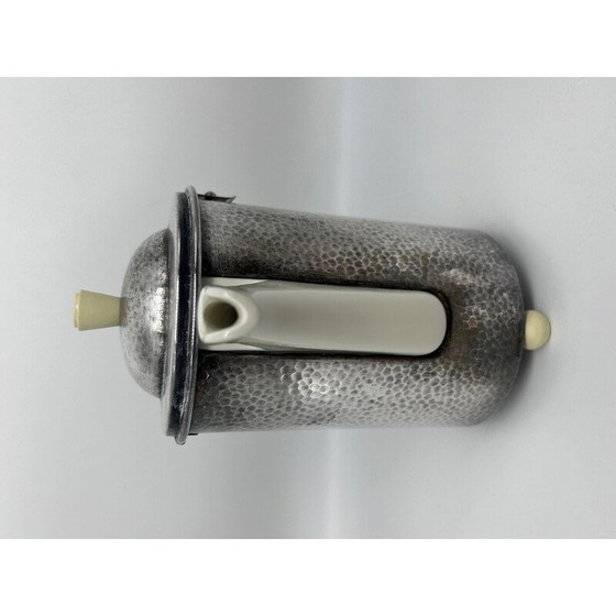 Image 1 of Vintage Art Deco Teeservice aus gehämmertem Metall und Porzellan für Wmf, 1930