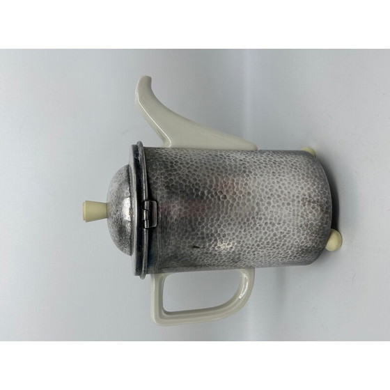 Image 1 of Vintage Art Deco Teeservice aus gehämmertem Metall und Porzellan für Wmf, 1930