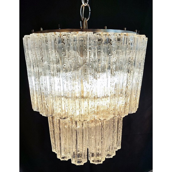 Image 1 of Vintage Tronchi-Kronleuchter aus Muranoglas von Toni Zuccheri für Venini, Italien 1960