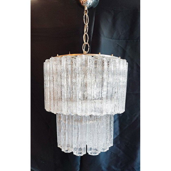 Image 1 of Vintage Tronchi-Kronleuchter aus Muranoglas von Toni Zuccheri für Venini, Italien 1960