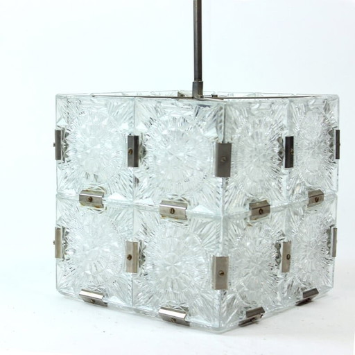 Böhmische Pendellampe aus Glas von Kamenický šenov, Tschechoslowakei 1970