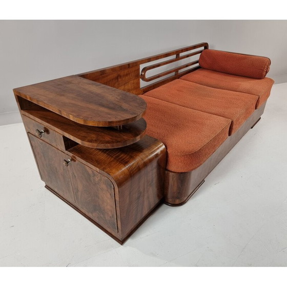 Image 1 of Art Deco-Sofa aus Nussbaumholz, 1930er Jahre