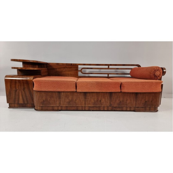 Image 1 of Art Deco-Sofa aus Nussbaumholz, 1930er Jahre