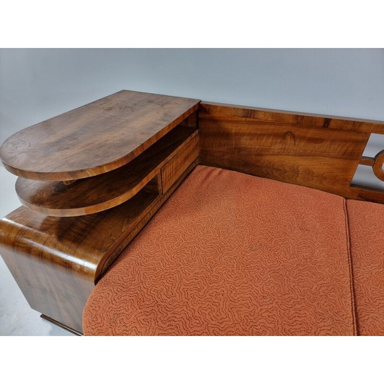 Image 1 of Art Deco-Sofa aus Nussbaumholz, 1930er Jahre