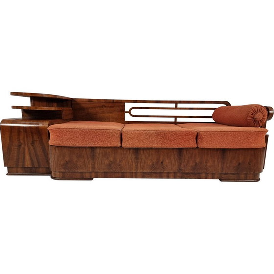 Image 1 of Art Deco-Sofa aus Nussbaumholz, 1930er Jahre