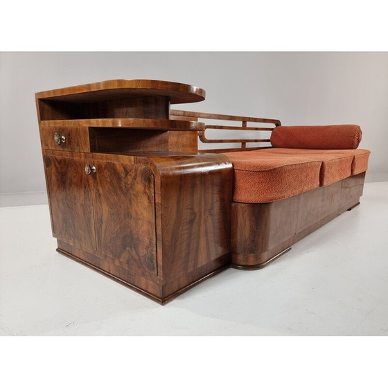 Image 1 of Art Deco-Sofa aus Nussbaumholz, 1930er Jahre