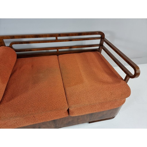 Art Deco-Sofa aus Nussbaumholz, 1930er Jahre