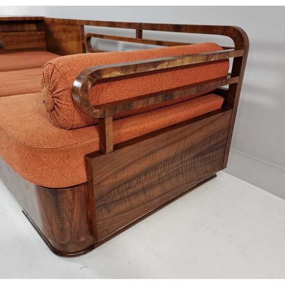 Image 1 of Art Deco-Sofa aus Nussbaumholz, 1930er Jahre