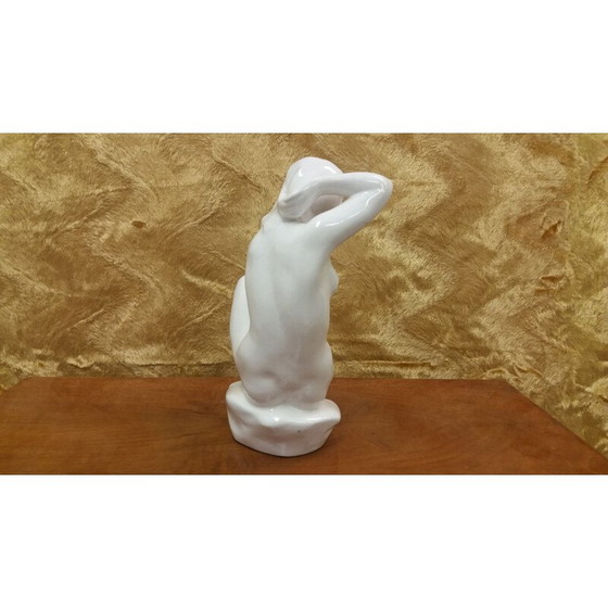 Image 1 of Keramikskulptur einer sitzenden nackten Frau von Art Deco, Tschechoslowakei 1940