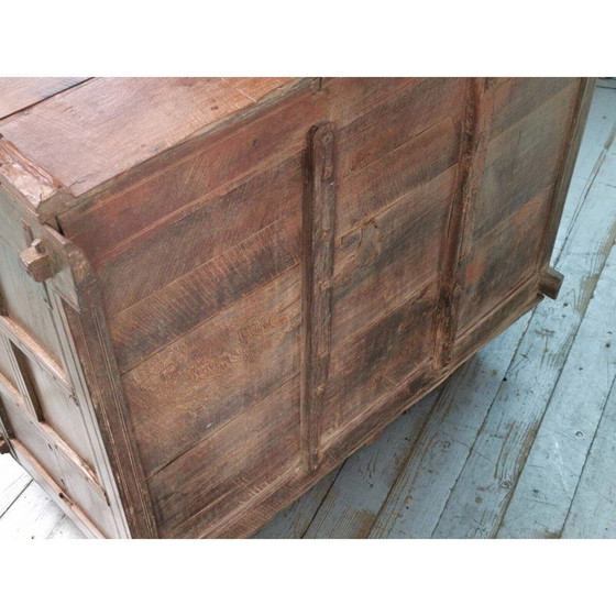 Image 1 of Vintage Asian Ornate geschnitzten Holz Damchiya Mitgift Brust