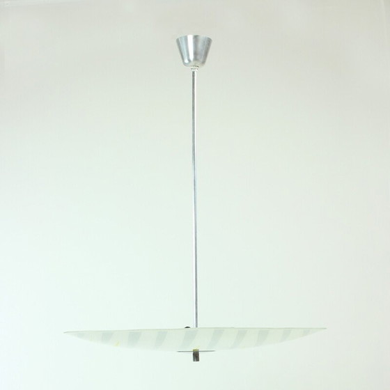 Image 1 of Vintage-Kronleuchter aus Glas mit gelben und grauen Streifen von Napako, Tschechoslowakei 1960