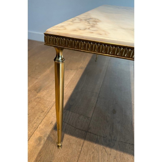 Image 1 of Vintage Couchtisch aus Messing mit Marmorplatte, 1940
