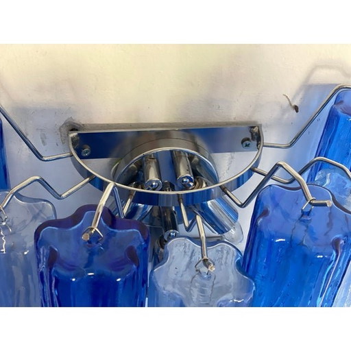 Zeitgenössische blaue Bicolor "Tronchi" Wandleuchte im Venini Stil