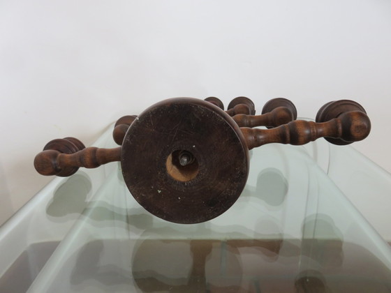 Image 1 of Großer Kerzenhalter Mit 7 Kerzen, Aus Gedrechseltem Holz, 30er Jahre 40
