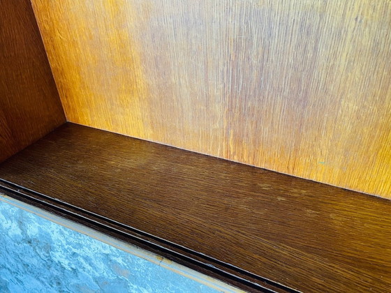 Image 1 of Vintage Rattan und Bambus Wandregal mit Glasschiebetüren Schrank, 1960S