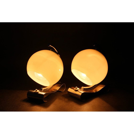 Image 1 of Paar Vintage Art Deco Tischlampen aus Chromstahl, Tschechoslowakei 1930