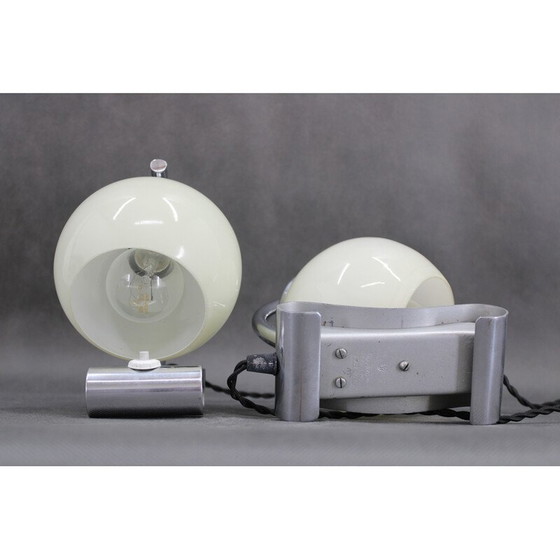 Image 1 of Paar Vintage Art Deco Tischlampen aus Chromstahl, Tschechoslowakei 1930