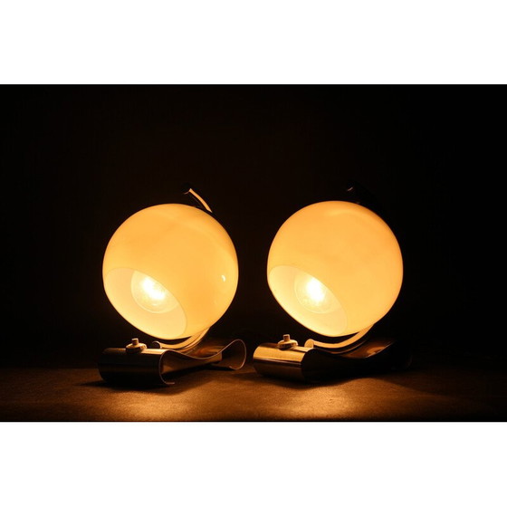 Image 1 of Paar Vintage Art Deco Tischlampen aus Chromstahl, Tschechoslowakei 1930