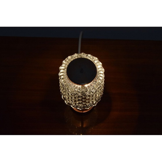 Image 1 of Vintage-Tischlampe aus Kupfer und geschliffenem Glas von Kamenicky Senov, Tschechoslowakei 1970