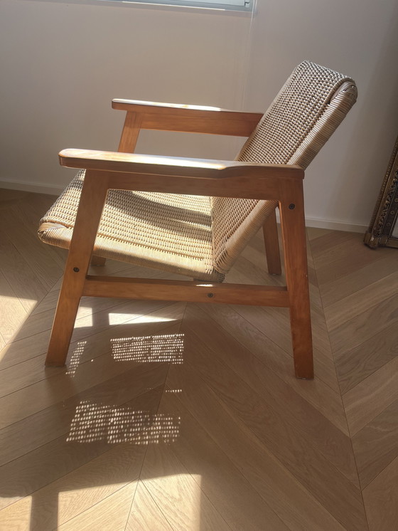 Image 1 of Design Sessel, Rattan- Und Holzsessel, Mid Century Sessel, Niederlande