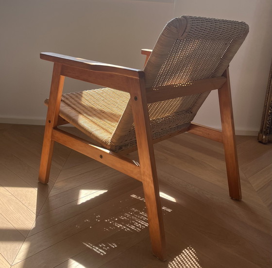 Image 1 of Design Sessel, Rattan- Und Holzsessel, Mid Century Sessel, Niederlande