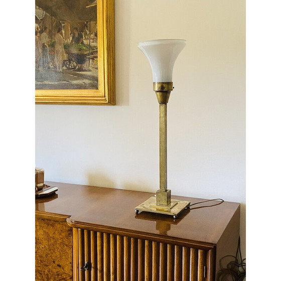 Image 1 of Tischlampe aus Messing und Glas von A. Boffelli Milano, Italien 1935