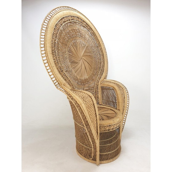 Image 1 of Vintage Sessel aus Rattan und Geflecht, Italien 1960er Jahre