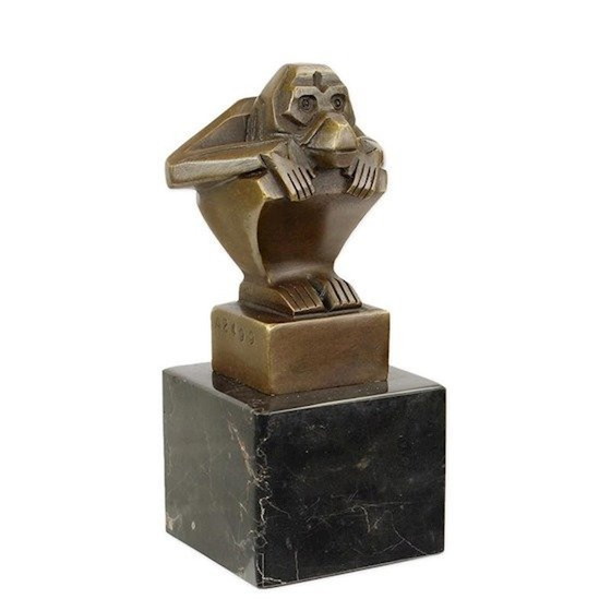 Image 1 of Sitzender Affe aus Bronze nach Casimir Brau