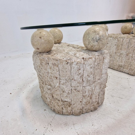 Image 1 of Vintage Couchtisch aus fossilem Stein von Magnussen Ponte, 1980