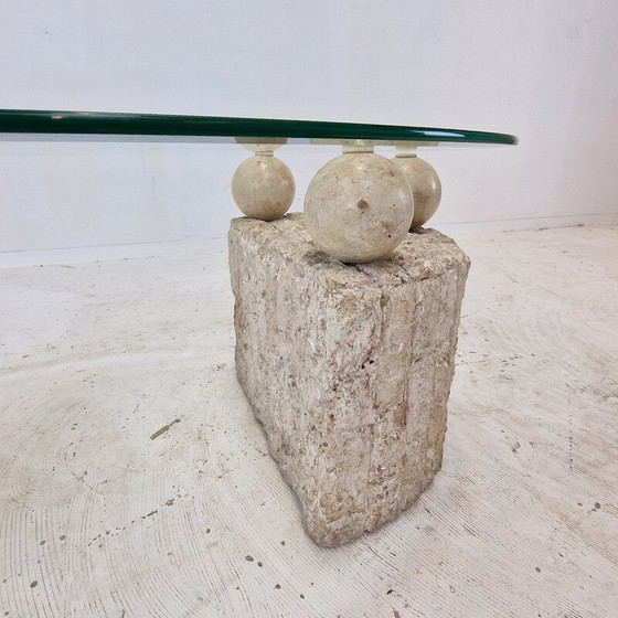 Image 1 of Vintage Couchtisch aus fossilem Stein von Magnussen Ponte, 1980