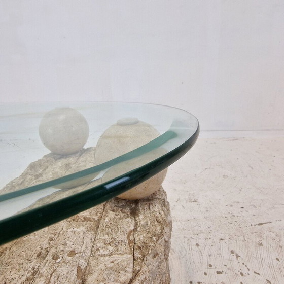 Image 1 of Vintage Couchtisch aus fossilem Stein von Magnussen Ponte, 1980