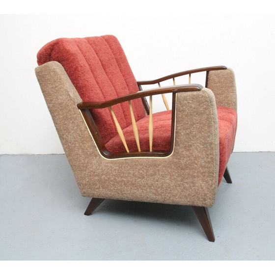 Image 1 of Mid Century Sessel in Beige und Rot, 1950er Jahre