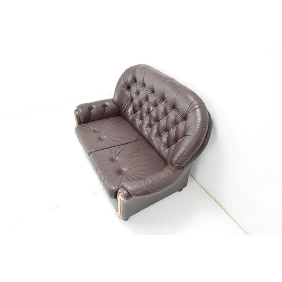 Image 1 of Vintage Sofa aus Kunstleder und Holz, Tschechoslowakei 1990