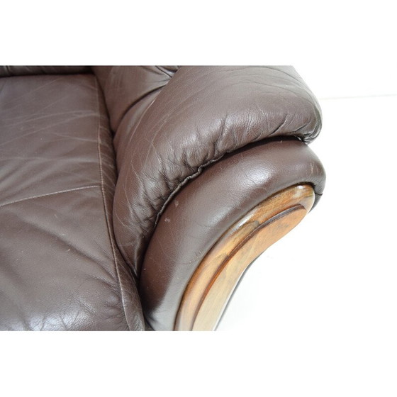 Image 1 of Vintage Sofa aus Kunstleder und Holz, Tschechoslowakei 1990