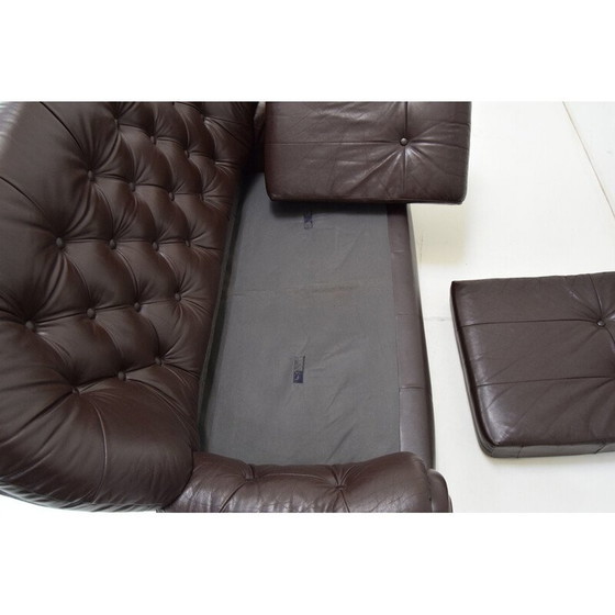 Image 1 of Vintage Sofa aus Kunstleder und Holz, Tschechoslowakei 1990