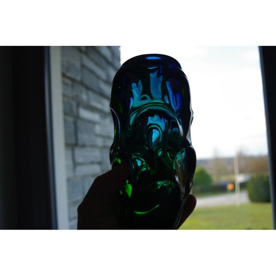 Image 1 of Vintage-Vase aus blauem Glas von Pavel Hlava