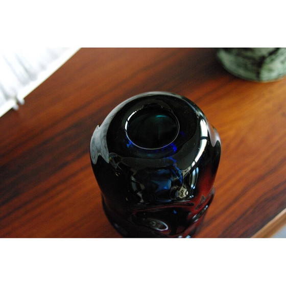 Image 1 of Vintage-Vase aus blauem Glas von Pavel Hlava