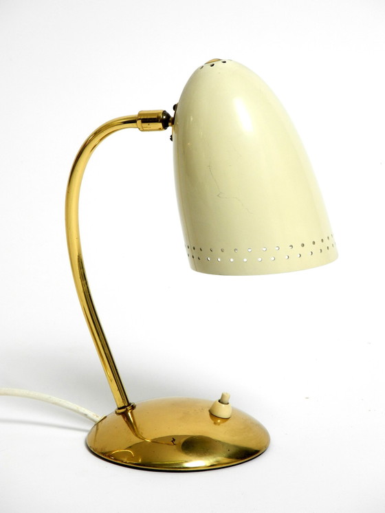 Image 1 of Paar schöne deutsche Mid Century Modern Tischlampen aus Messing mit Metallschirmen