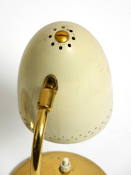 Image 1 of Paar schöne deutsche Mid Century Modern Tischlampen aus Messing mit Metallschirmen