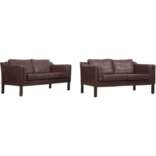 Paar vintage skandinavische Ledersofas 1970er