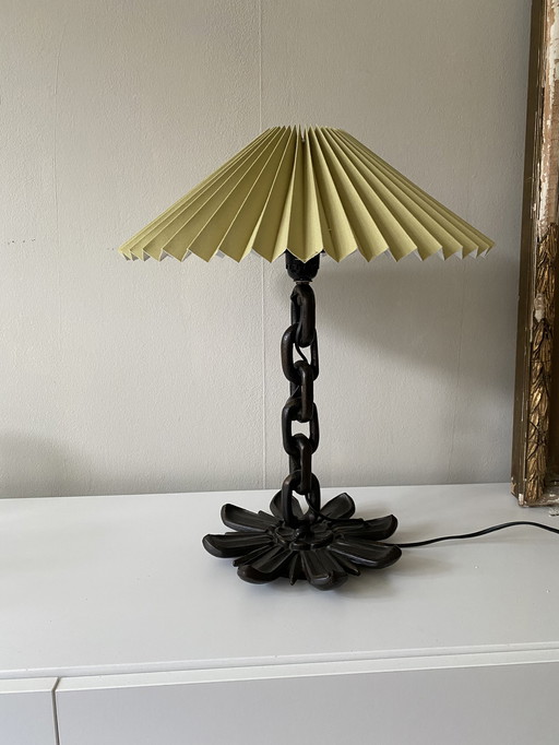 Vintage Tischlampe aus Gusseisen mit Kette